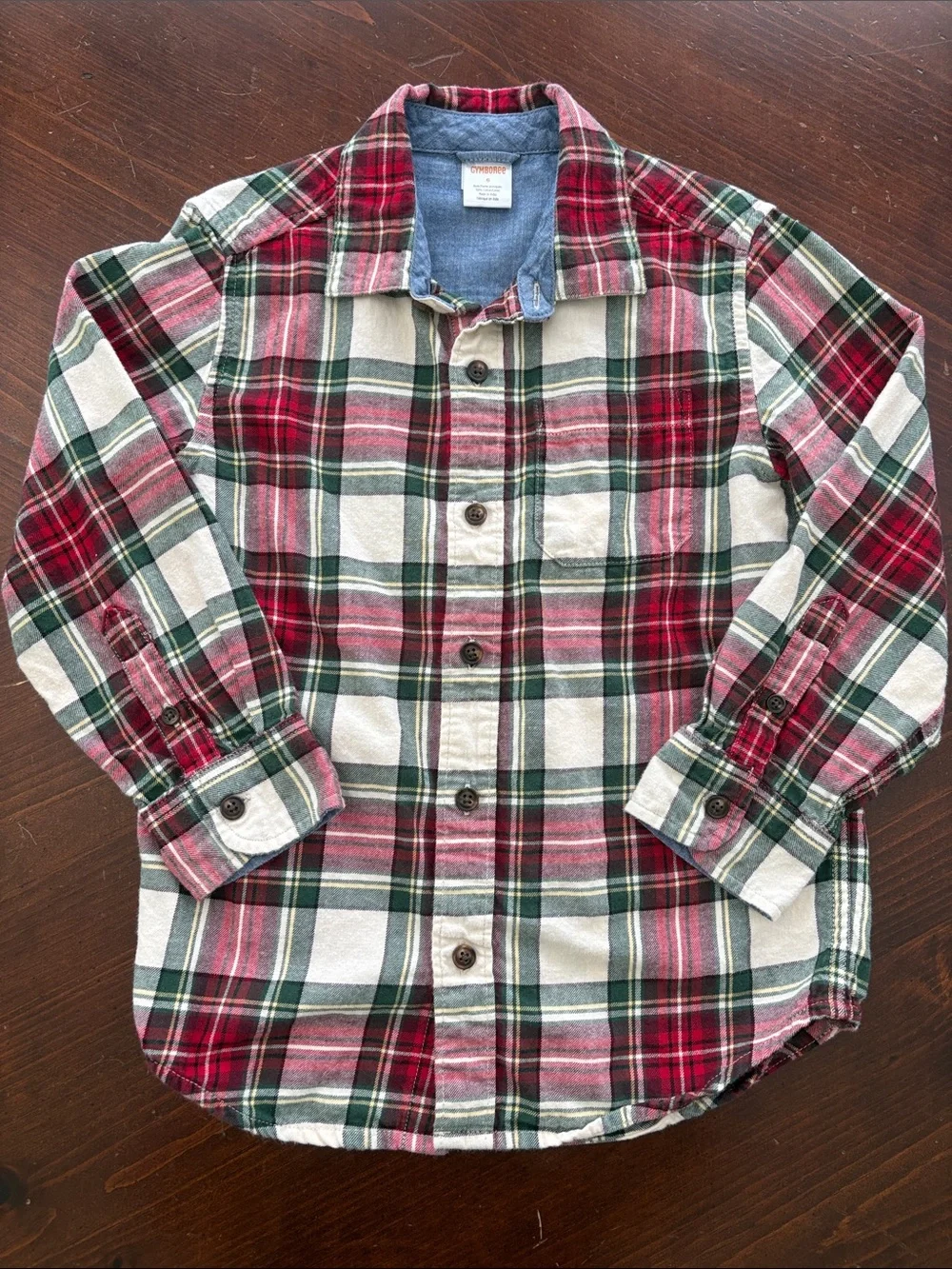 Gymboree Red Green White Plaid Button-Down Shirt